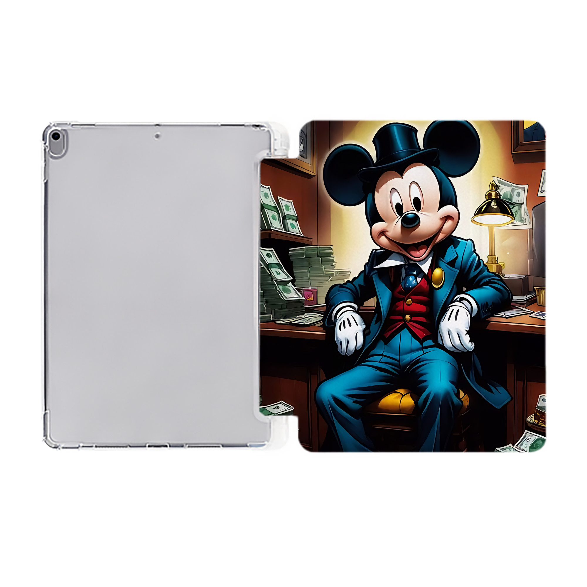 （画像用） ミッキーマウス Mickey Mouse IPad ケース ペン収納付き 三つ折りスタンド PUレザー×シリコン 対応機種9.5/10.5/10.9インチ